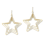109597, CUTOUT MULTI LAYERED STAR DANGLE EARRING