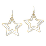 109597, CUTOUT MULTI LAYERED STAR DANGLE EARRING