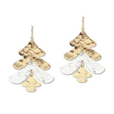 109598, TWO TONE TREE HAMMERED TEXTURED DANGLE EARRING