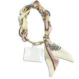 109600, BEIGE PINK SILKY SCARF PHONE STRAP WRISTLET