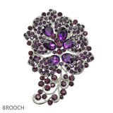 109604, FLORAL CRYSTAL RHINESTONE BROOCH PIN
