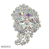 109604, FLORAL CRYSTAL RHINESTONE BROOCH PIN