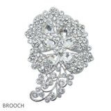 109604, FLORAL CRYSTAL RHINESTONE BROOCH PIN