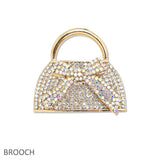 109607, RHINESTONE EMBELLISHED HANDBAG PURSE BROOCH PIN