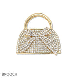 109607, RHINESTONE EMBELLISHED HANDBAG PURSE BROOCH PIN