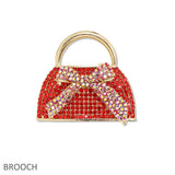 109607, RHINESTONE EMBELLISHED HANDBAG PURSE BROOCH PIN