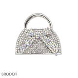 109607, RHINESTONE EMBELLISHED HANDBAG PURSE BROOCH PIN