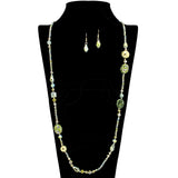 109608, FLORAL PRINT PAVE RHINESTONE ACCENT BEADED LONG NECKLACE