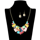 109609, BOLD MOSAIC GEOMETRIC STATEMENT NECKLACE