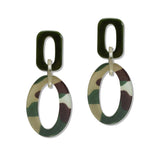 109612, OVAL GEOMETRIC CELLULOID ACETATE EARRING