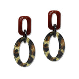 109612, OVAL GEOMETRIC CELLULOID ACETATE EARRING