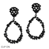 109613, MULTI GEOMETRIC SHAPE RHINESTONE CLIP ON DANGLE EARRING