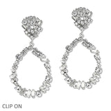 109613, MULTI GEOMETRIC SHAPE RHINESTONE CLIP ON DANGLE EARRING