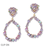 109613, MULTI GEOMETRIC SHAPE RHINESTONE CLIP ON DANGLE EARRING