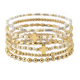 109625, CROSS ACCENT MULTI LAYERED BEADED STRETCH BRACELET