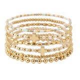 109625, CROSS ACCENT MULTI LAYERED BEADED STRETCH BRACELET