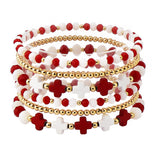 109626, GAME DAY CROSS ACCENT MULTI LAYERED BEADED STRETCH BRACELET