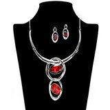 109632, OVAL RHINESTONE ACCENT GEOMETRIC STATEMENT NECKLACE