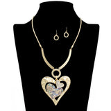 109633, ABALONE ACCENT HEART STATEMENT NECKLACE