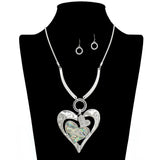 109633, ABALONE ACCENT HEART STATEMENT NECKLACE