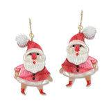 109638, CHRISTMAS SANTA GLITTER ACRYLIC EARRING