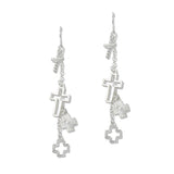 109643, CUTOUT BALL TEXTURE CROSS CHARM DANGLE EARRING