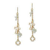 109643, CUTOUT BALL TEXTURE CROSS CHARM DANGLE EARRING