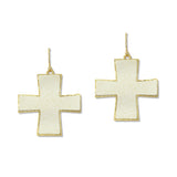 109645, SOFT SUEDE LEATHER CROSS DANGLE EARRING