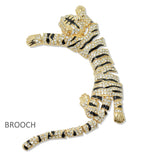 109646, OVERSIZED RHINESTONE TIGER OVER THE SHOULDER BROOCH