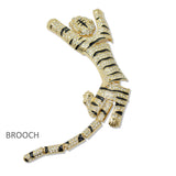 109647, OVERSIZED RHINESTONE TIGER OVER THE SHOULDER BROOCH