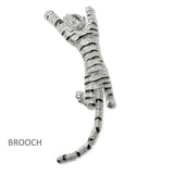 109647, OVERSIZED RHINESTONE TIGER OVER THE SHOULDER BROOCH