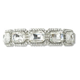 109653, RECTANGULAR GEOMETRIC RHINESTONE STRETCH BRACELET