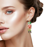 109657, CHRISTMAS ENAMEL RHINESTONE NUTCRACKER SOLDIER EARRING