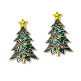 109658, CHRISTMAS TREE ENAMEL RHINESTONE EARRING