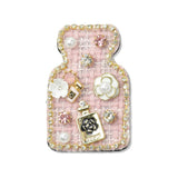 109669, PERFUME BOTTLE NUMBER 5 FLOWER ACCENT TWEED BROOCH PIN