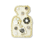 109669, PERFUME BOTTLE NUMBER 5 FLOWER ACCENT TWEED BROOCH PIN
