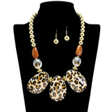 109671, LEOPARD PRINT GEOMETRIC ACRYLIC STATEMENT NECKLACE