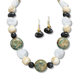 109673, EARTH TONE CHUNKY BEADED STATEMENT NECKLACE