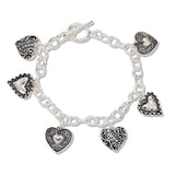 109677, VINTAGE HEART MULTI CHARM TOGGLE BRACELET