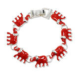 109682, ENAMEL RED ELEPHANT MAGNETIC CLOSURE BRACELET