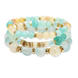 109684, NATURAL STONE MULTI LAYERED BEADED STRETCH BRACELET