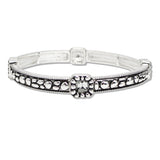 109693, SQUARE RHINESTONE ACCENT TEXTURED STRETCH BRACELET