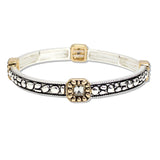 109693, SQUARE RHINESTONE ACCENT TEXTURED STRETCH BRACELET