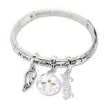 109695, FAITH CROSS ANGEL WING CHARMS STRETCH BRACELET