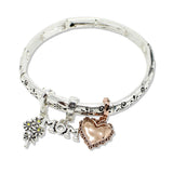 109698, MOM HEART FLOWER BOUQUET CHARMS STRETCH BRACELET