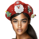 109702, CHRISTMAS THEMED SANTA TREE CANDY CANE BERET HAT