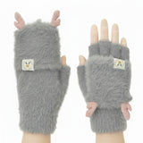 109706, CHRISTMAS REINDEER SOFT FUZZY FUR CONVERTIBLE FINGERLESS GLOVES