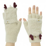 109706, CHRISTMAS REINDEER SOFT FUZZY FUR CONVERTIBLE FINGERLESS GLOVES