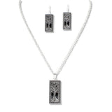 109711, TREE OF LIFE ENGRAVED RECTANGULAR PENDANT NECKLACE