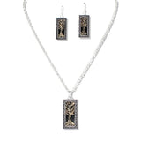 109711, TREE OF LIFE ENGRAVED RECTANGULAR PENDANT NECKLACE